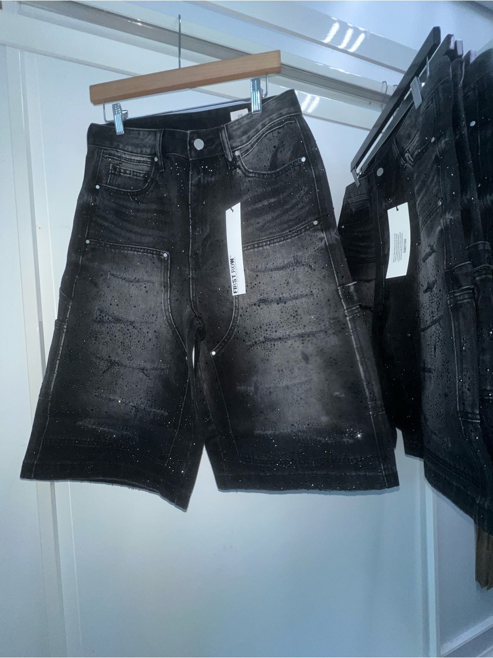 Black Distressed Jorts